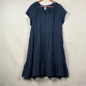 Pact  Womens Cap Sleeve Tiered Midi Dress Women XL 100% Org. Cotton Breathable